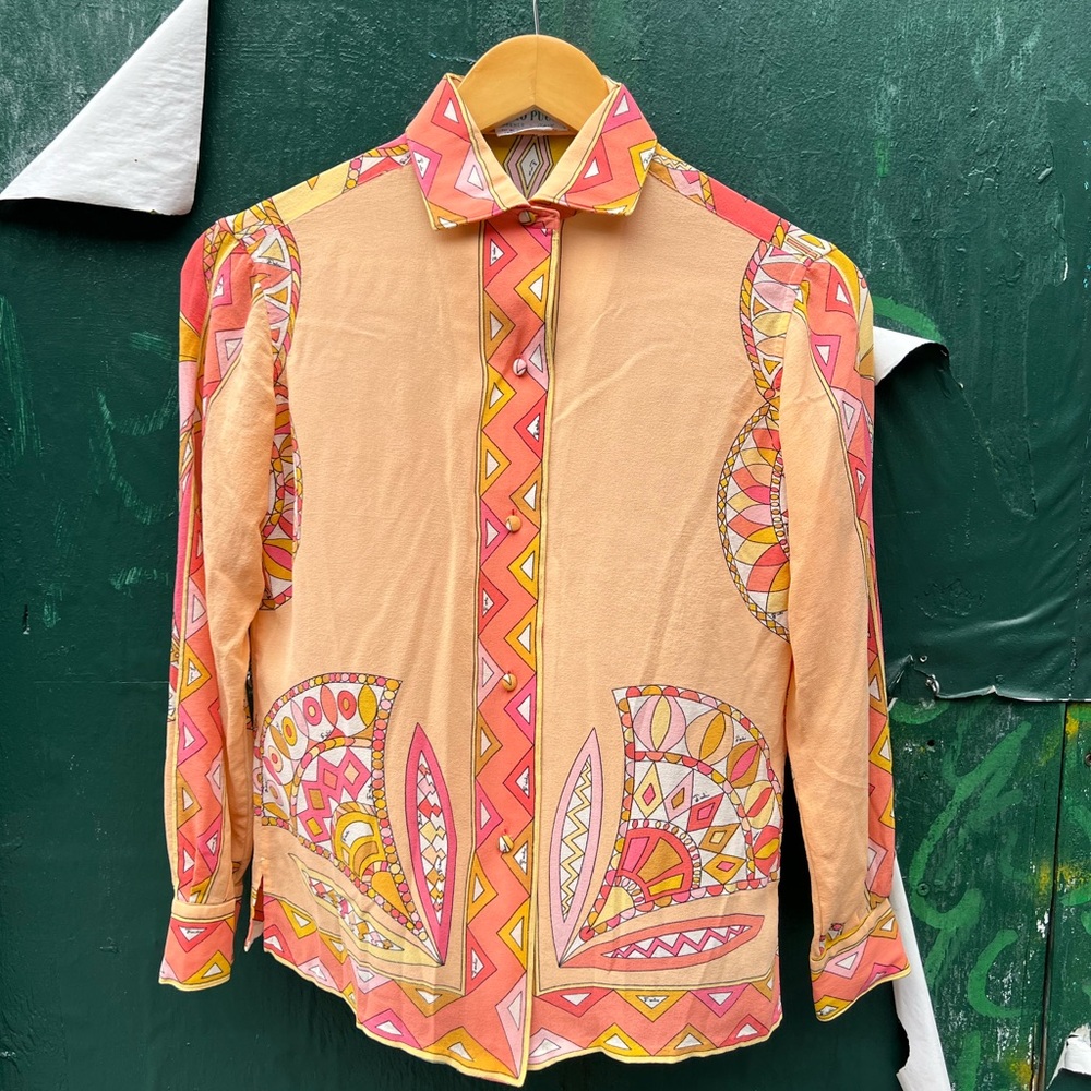 Emilio Pucci Peach and Mustard Patterned Top